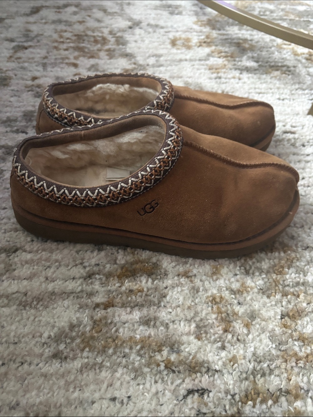 UGG Chestnut Brown Suede Shearling Lined Slip-Ons